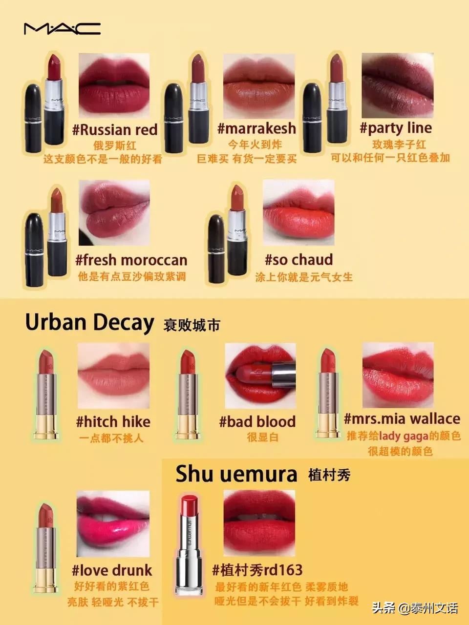 夏季大牌热门色号大全图片,各种大牌热门色号试色