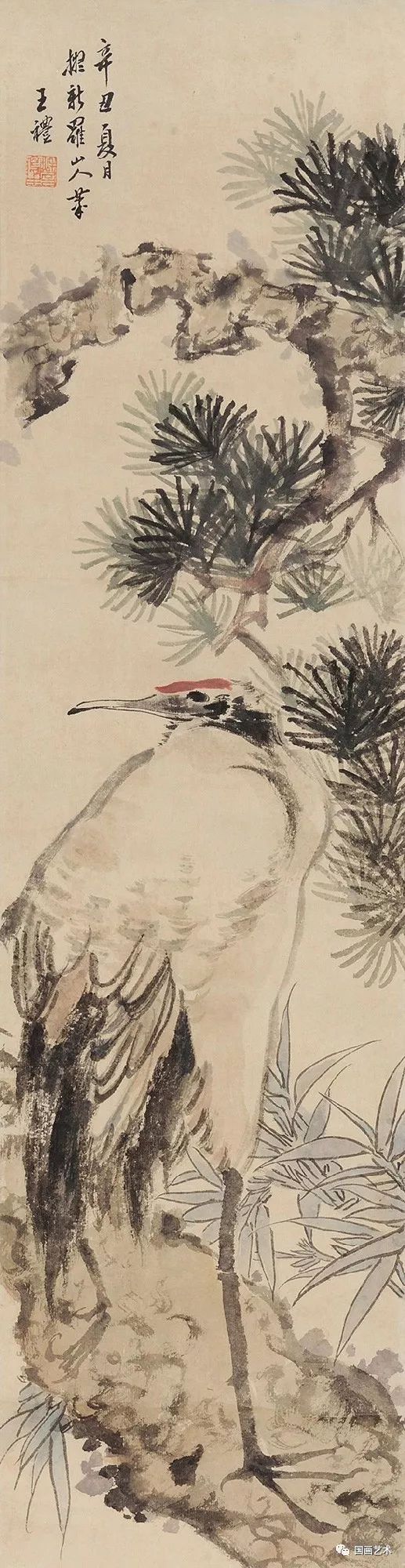 松鹤延年比较有名的图画,写意松鹤图看一下