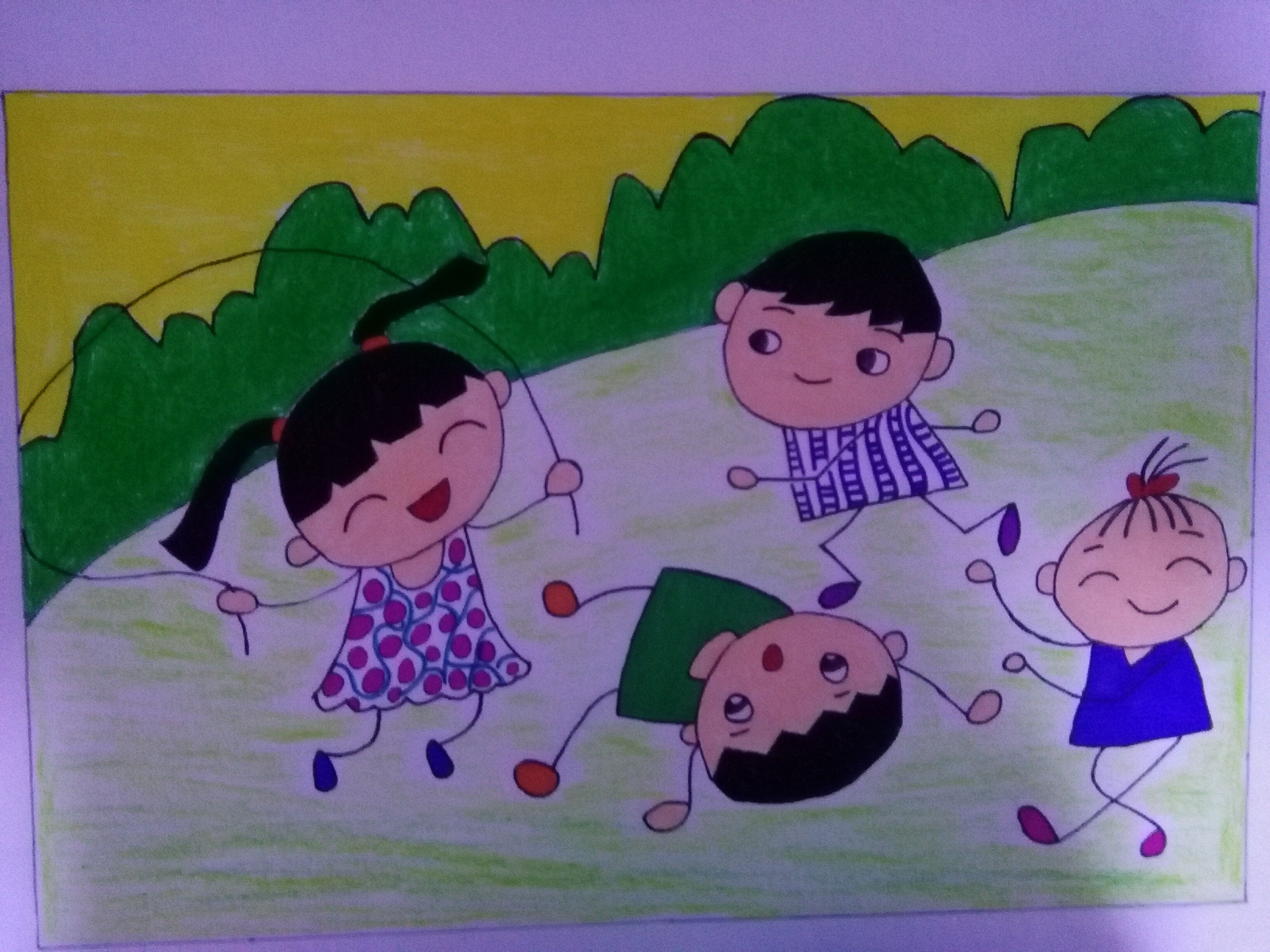 少女心爆棚的又简单的简笔画,安静女孩彩色简单简笔画图片