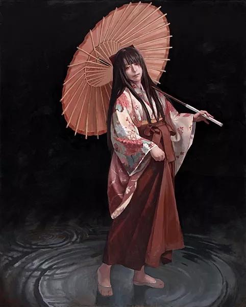 油画日系动漫,油画里的唯美少女