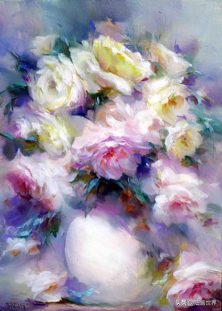 这画家绝对拥有绘画的魔力，把花束画得如此之美