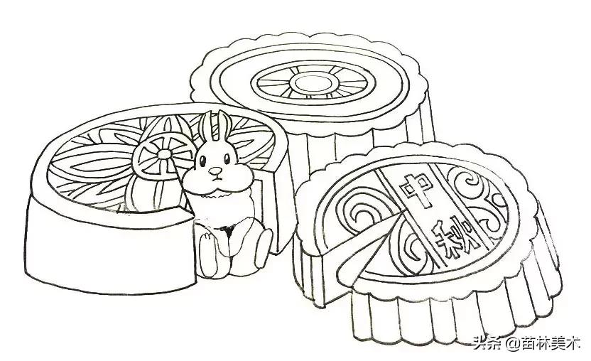 中秋节绘画作品二年级嫦娥和玉兔,中秋节兔子装饰画