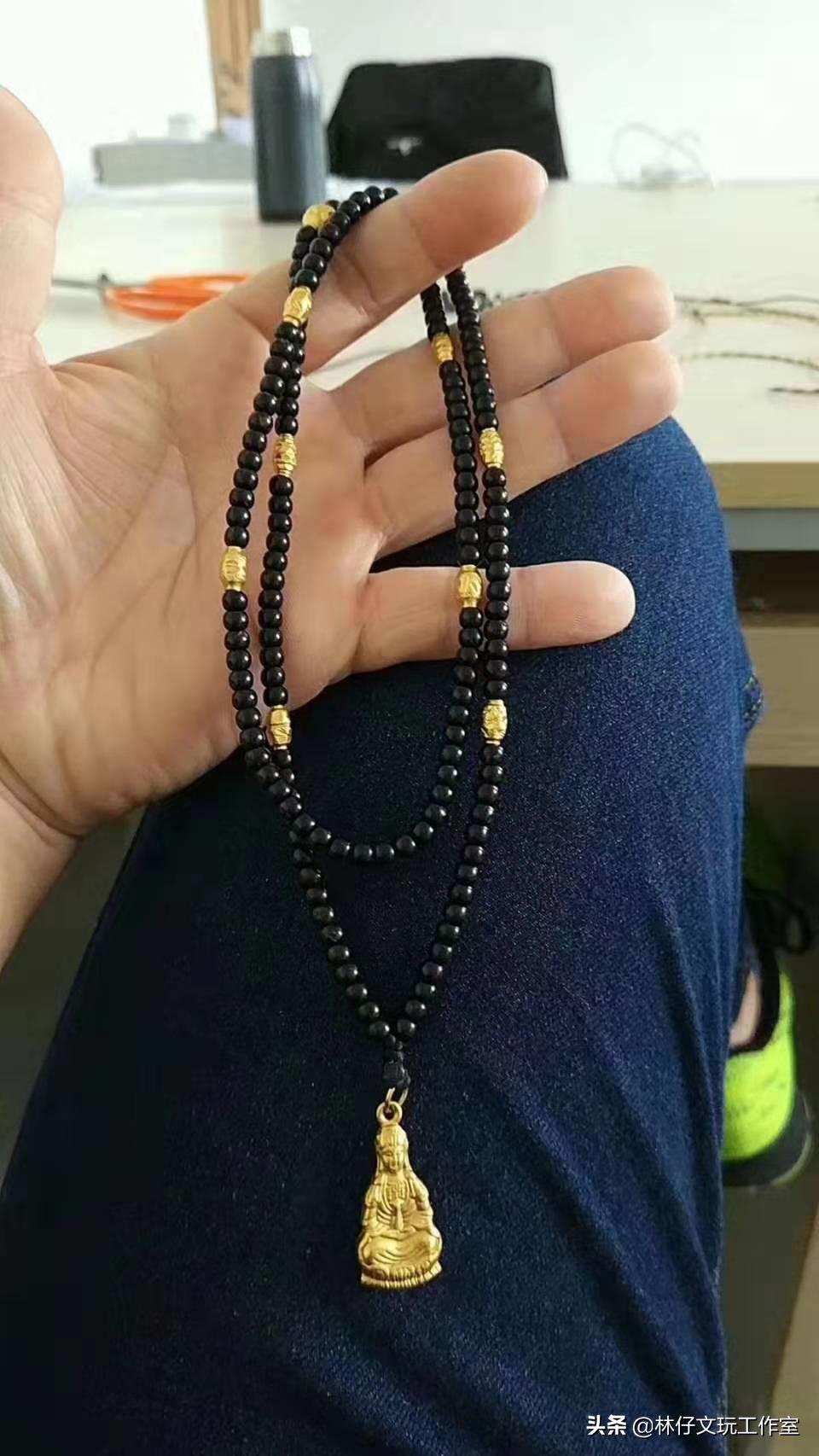 椰蒂手串原生态还是手工磨的好,椰蒂108颗手串佩戴图解