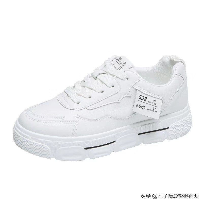 小白板鞋女拼色厚底休闲运动潮鞋,春季厚底小白鞋女款爆款休闲板鞋