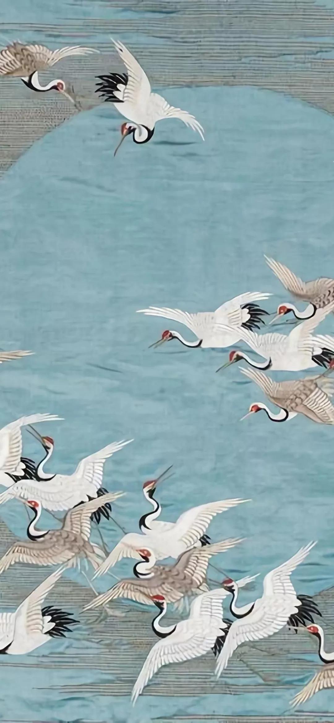 超高清古风仙鹤壁纸,仙鹤图案的中国风壁纸