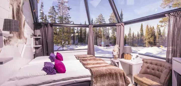 芬兰玻璃屋极光横屏,芬兰极光玻璃屋造价