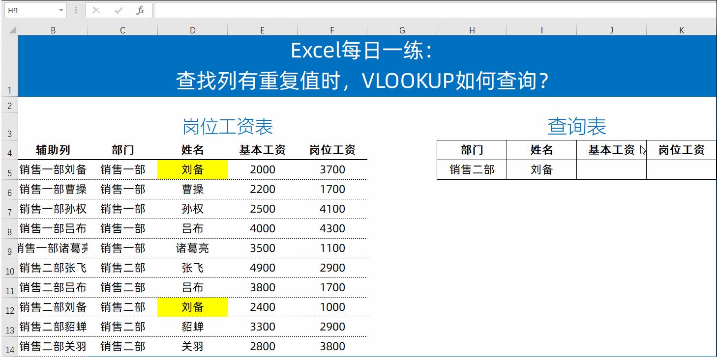 如何用vlookup查找同一列重复数据,vlookup查找姓名有重复的怎么处理