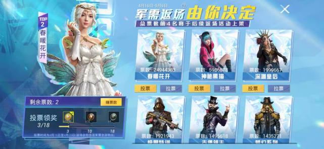 和平精英：两周年军需皮肤返场投票开始,第一是春娇大佬定制同款?