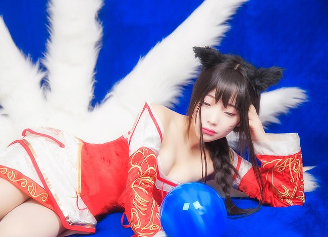 英雄联盟紫色阿狸cos,游戏英雄联盟九尾妖狐阿狸cosplay