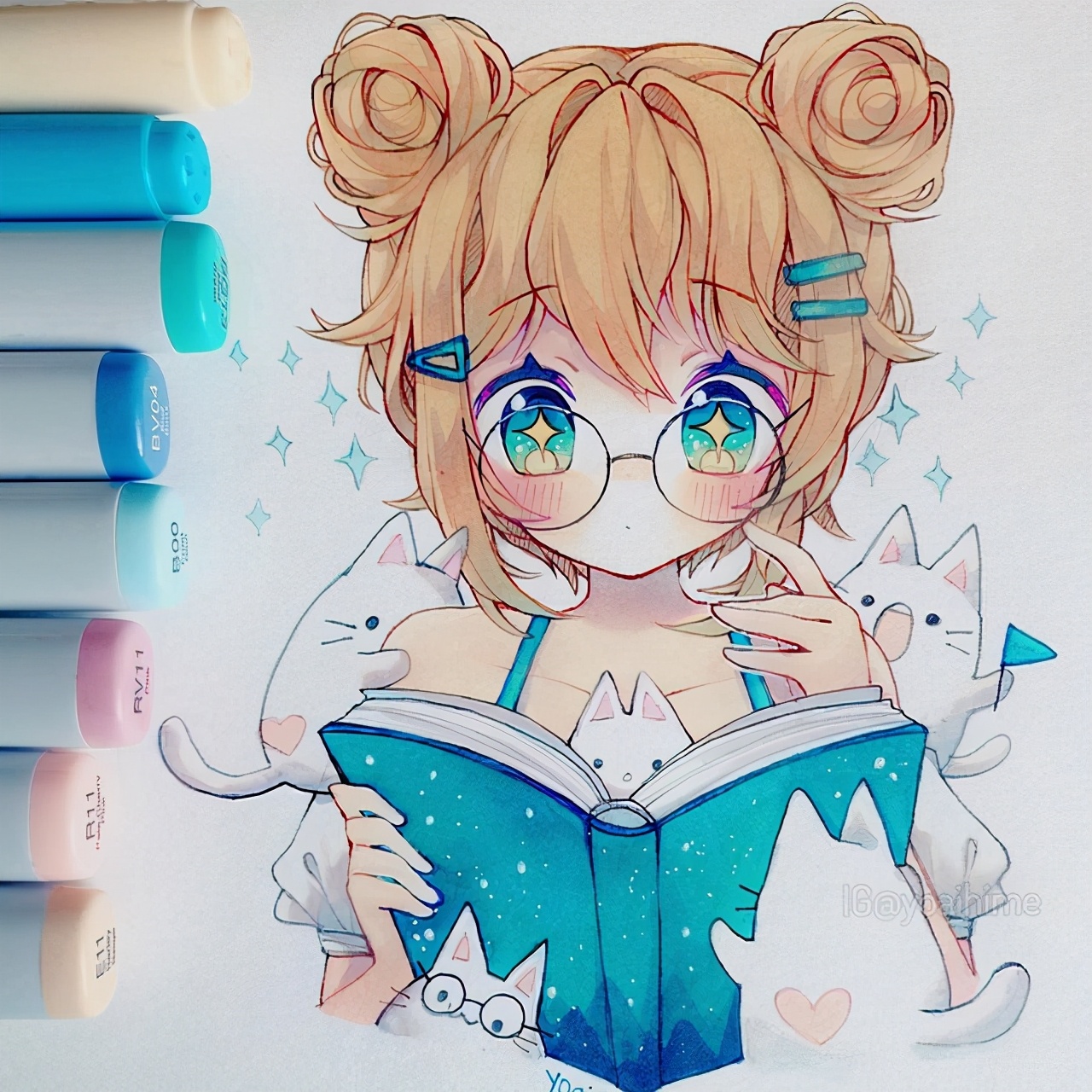 日本插画师一组手绘少女插画,日本画师绝美线稿插画集