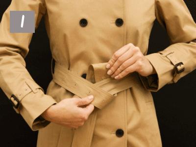 带环风衣的腰带怎么绑,coach风衣腰带的后边系法男士