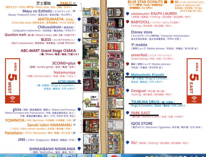 少废话，直接上图，直观展示大阪购物天堂——心斋桥的购物地图！