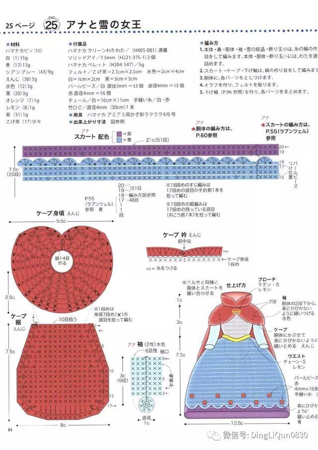 钩针风铃吊坠编法教程,迪士尼公主挂件钩织教程合集
