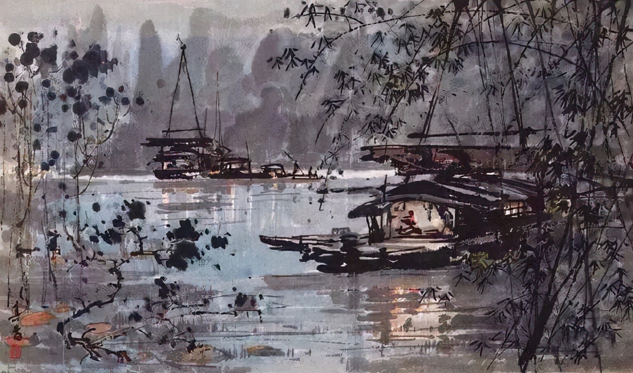 水墨画夜景欣赏,画夜景最好的中国画