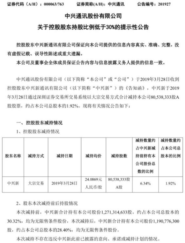 中兴通讯5g板块涨停,最新中兴通讯股大股东减持票点评