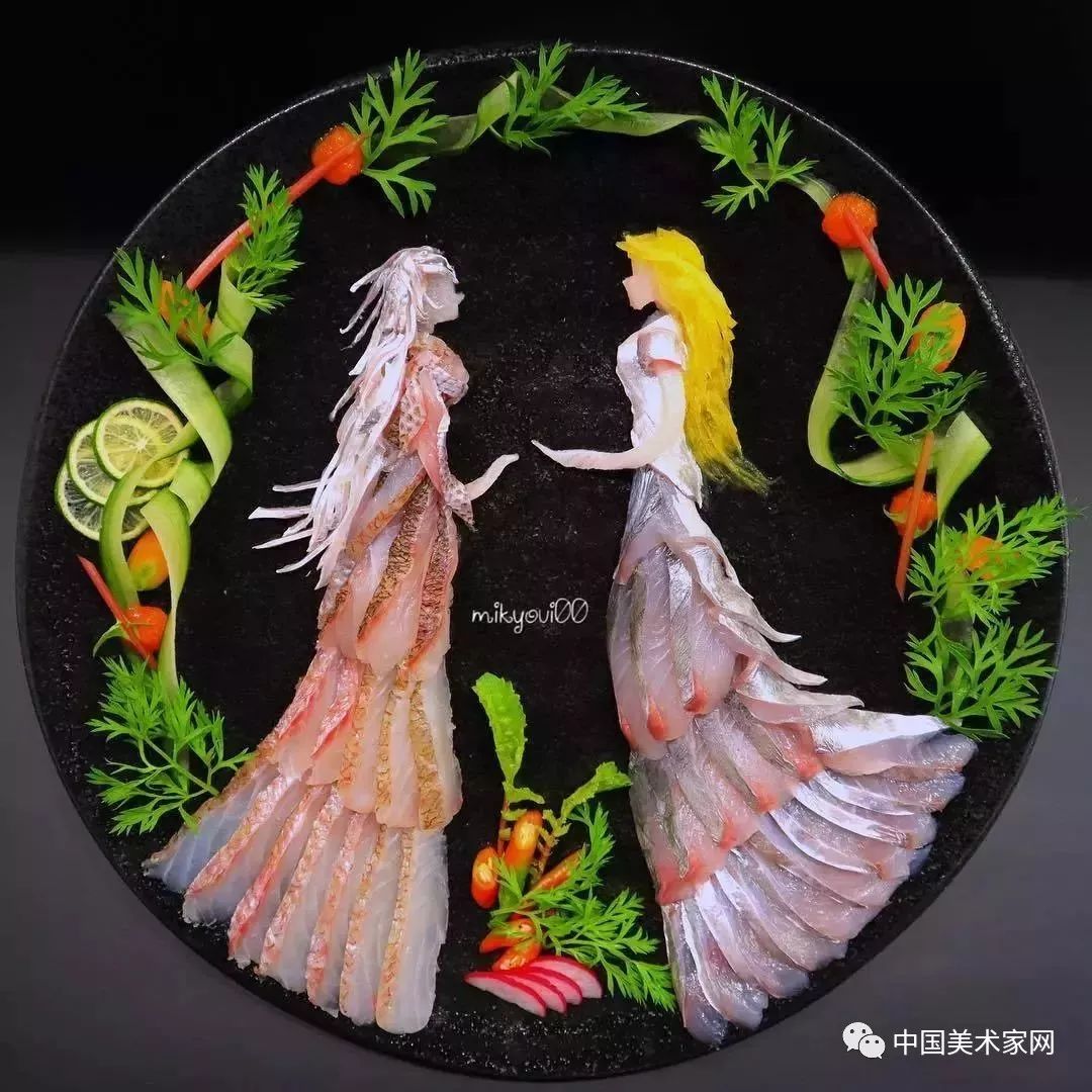 刺身的艺术图片大全,用生鱼片画作品