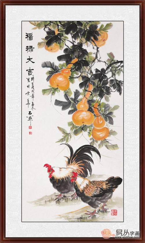 进门玄关花鸟画效果图,寓意好的玄关画装饰画