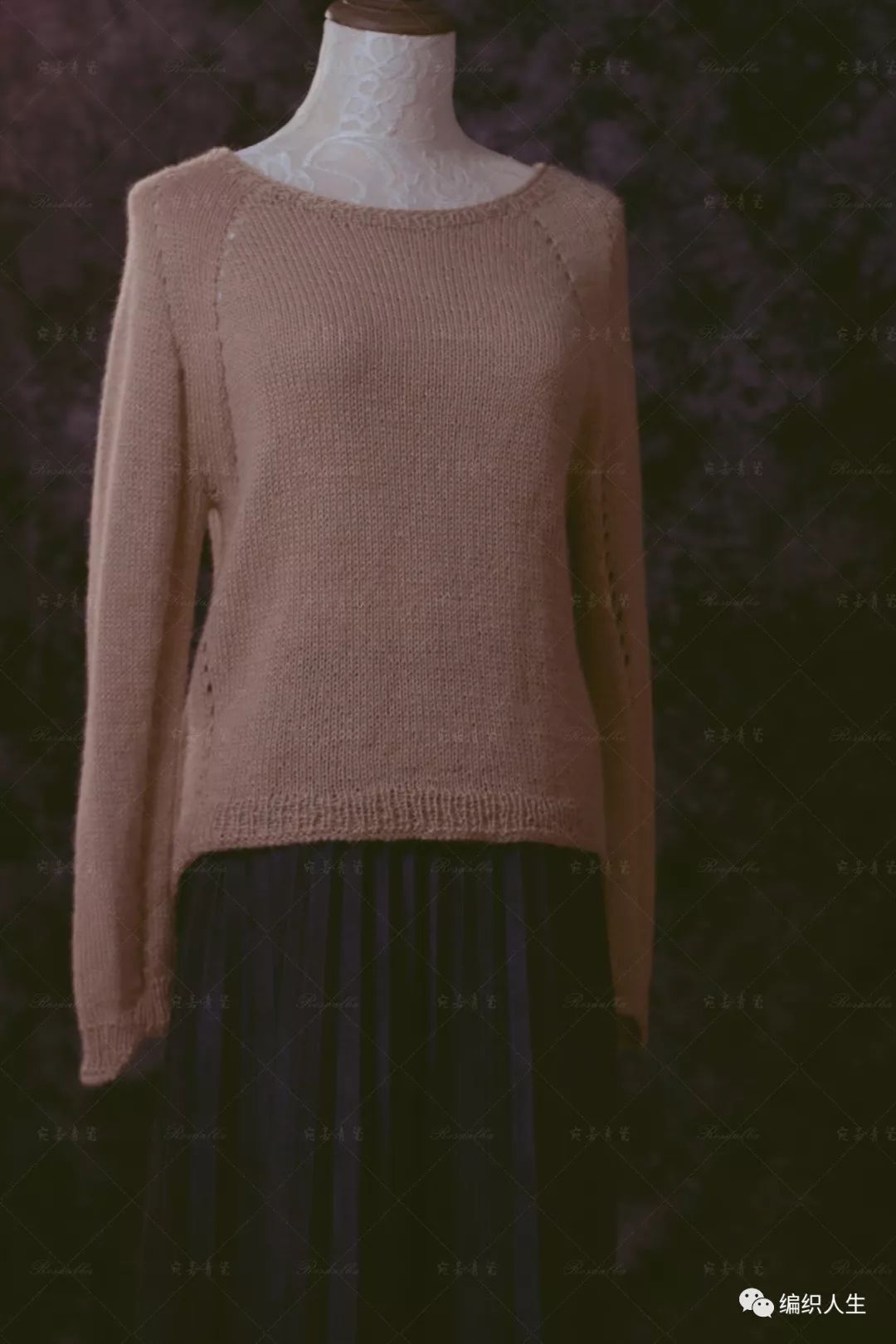 云朗粗针织女士棒针羊毛绞花毛衣,女生套头棒针粗线花线毛衣教程