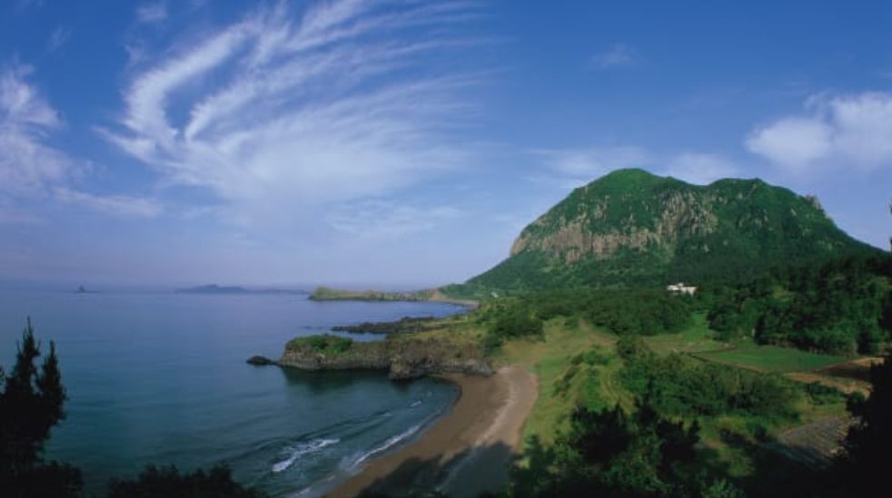 济州岛海的背景图,真实的济州岛全景图