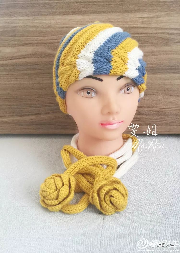 暗红色毛线帽子最简单的编织教程,棒针编织双色毛线帽子的教程