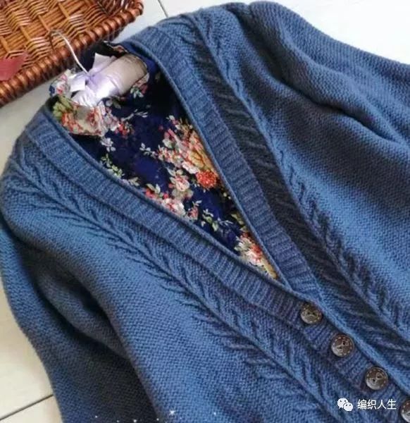 金枝玉叶刺绣开衫,棒针叶子花样v领开衫