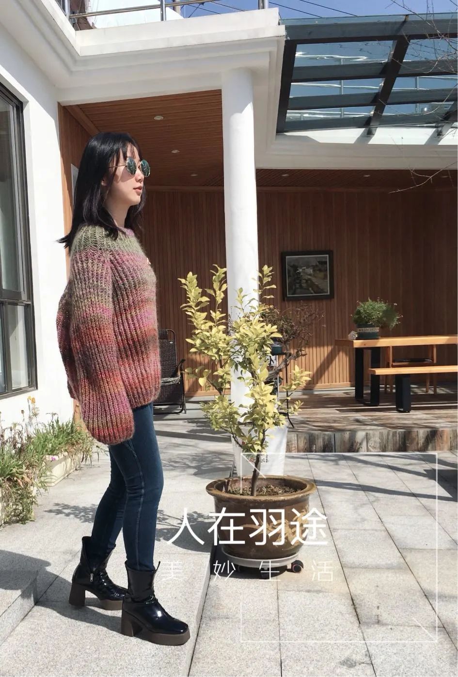 大表姐同款棒针毛衣编织款式,撞色条纹针织毛衣女宽松