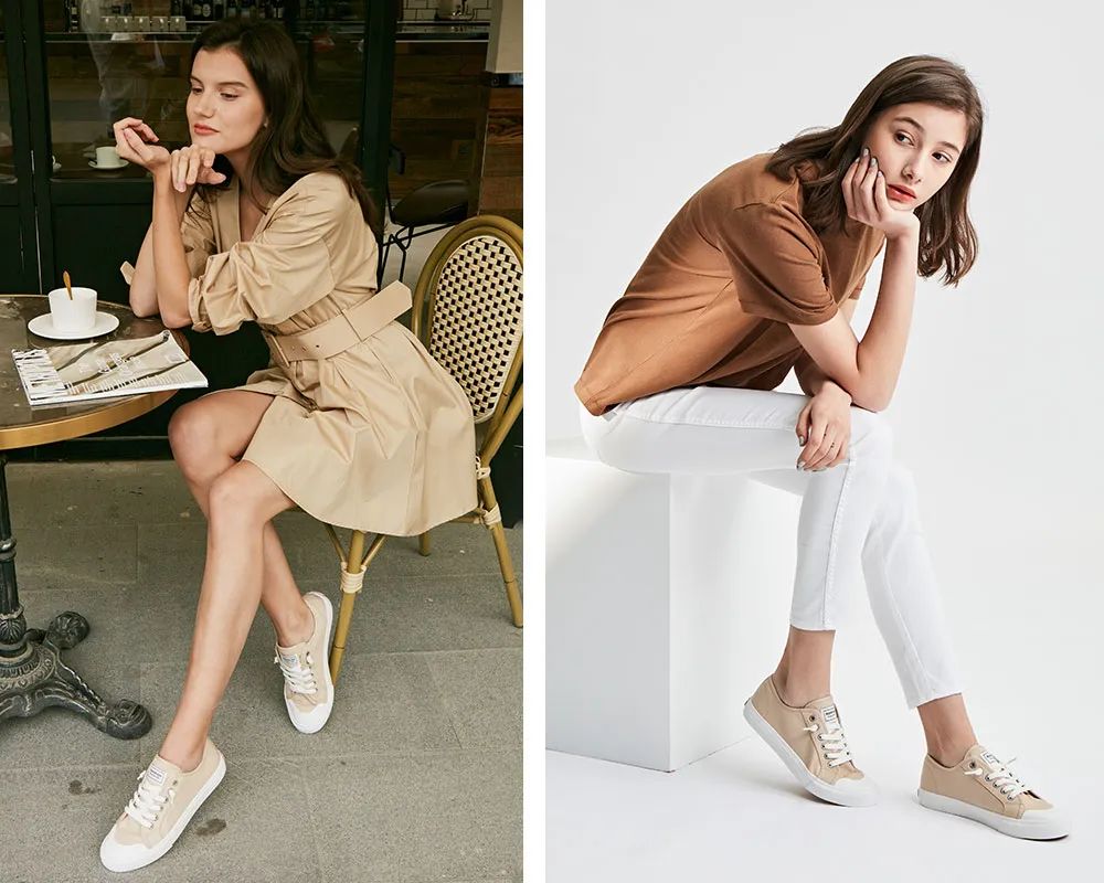 英国的小白鞋,帆布不系鞋带小白鞋