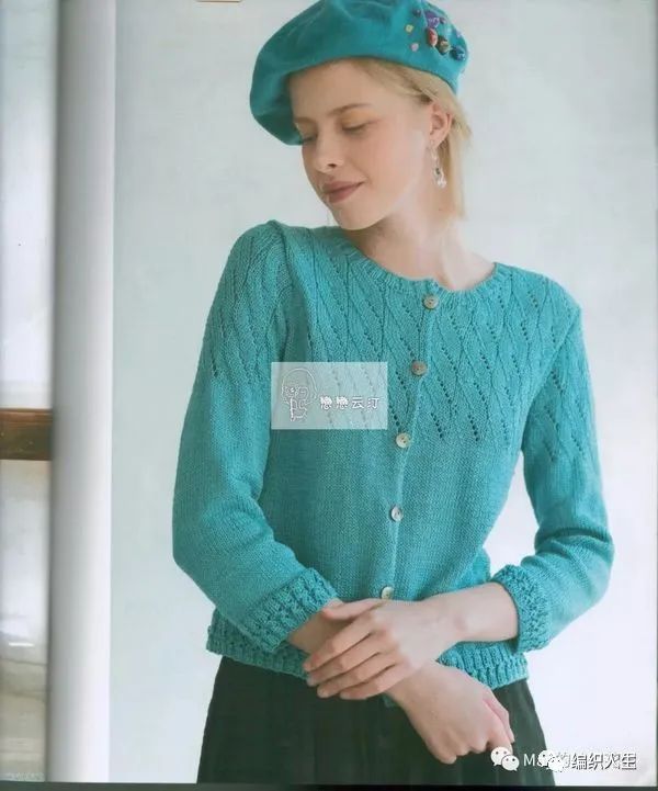 温柔风满满的女士棒针开衫图解,清冷感针织开衫