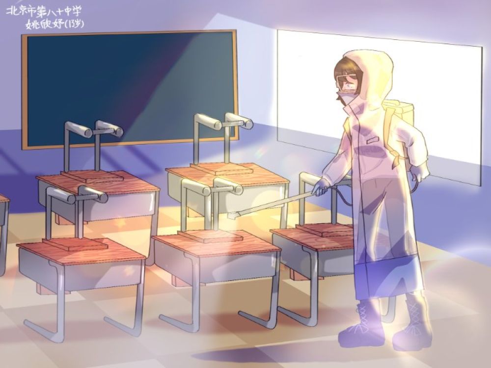 童画春天,春天的画儿童燕子