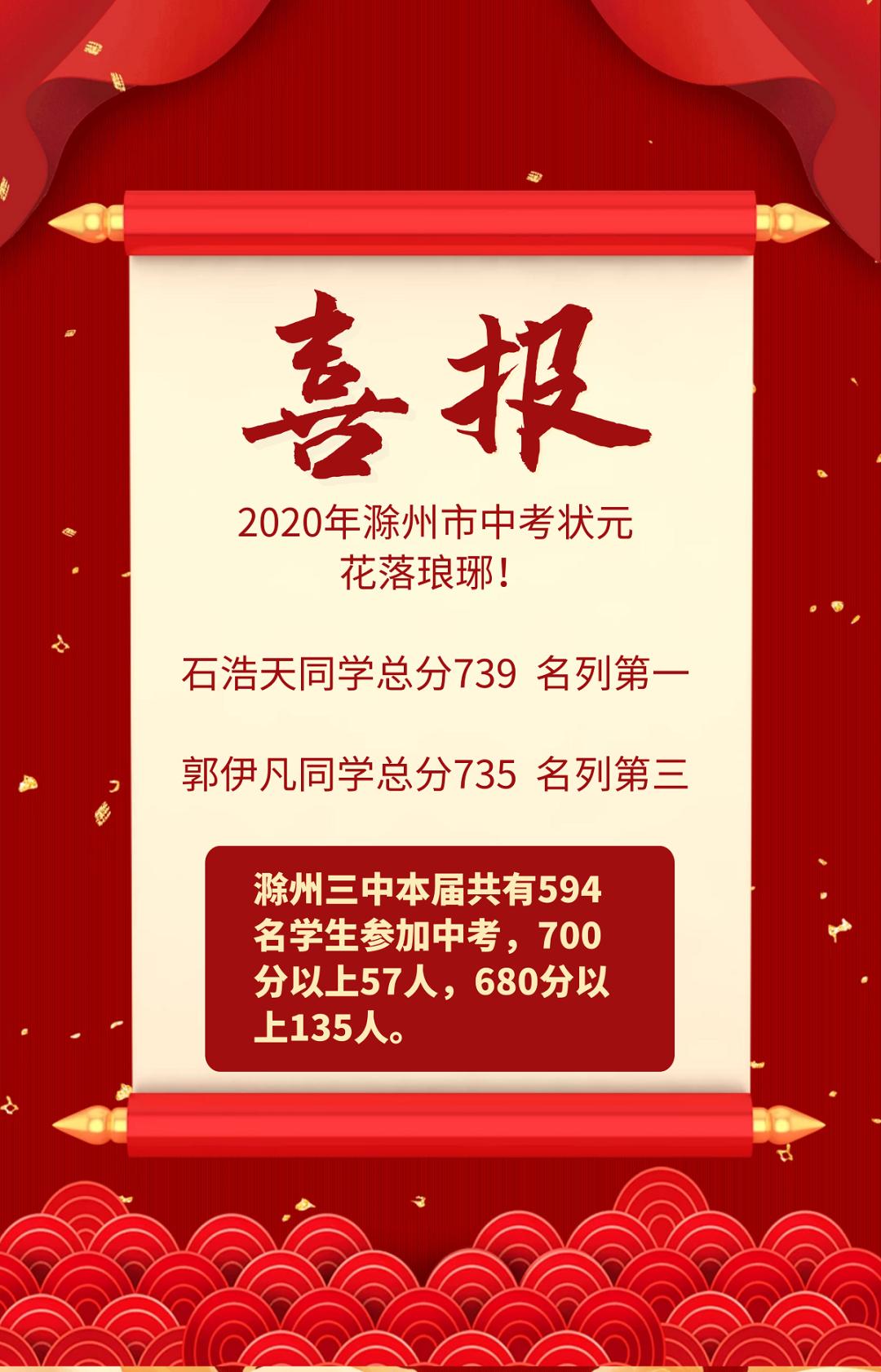 2023年滁州中考状元成绩,2015年滁州市中考状元