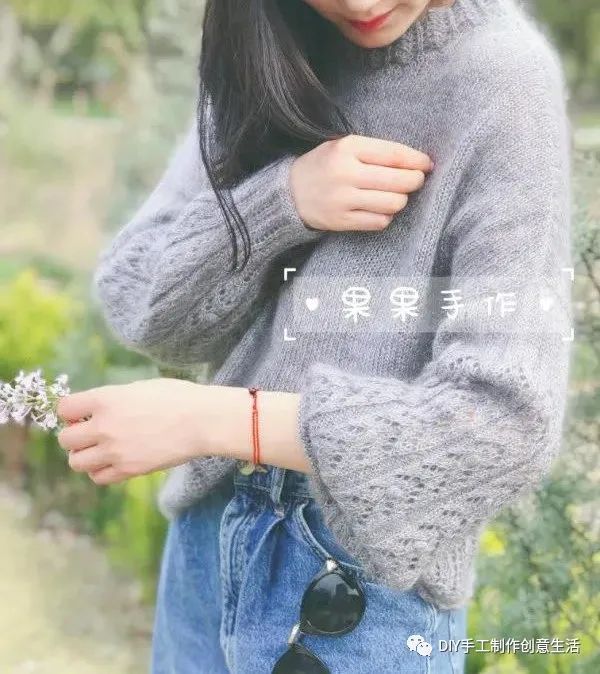 宽松塌肩袖毛衣新款手工编织,毛衣手工编织泡泡袖教程