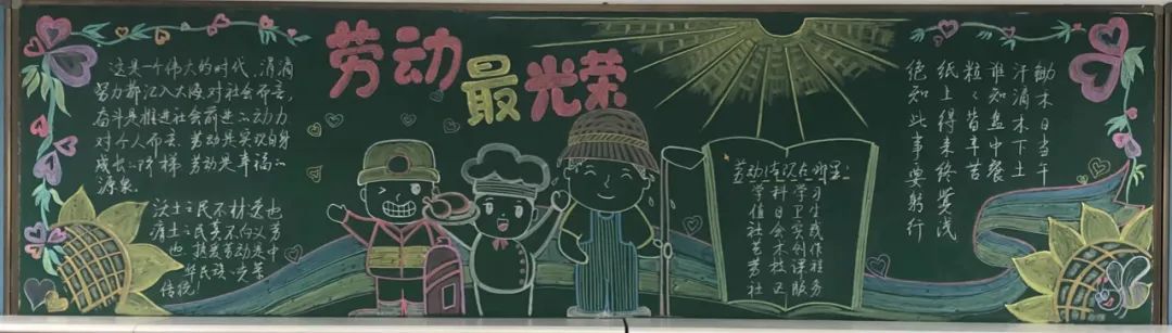 劳动节的黑板报粉笔画,劳动节小黑板报教程