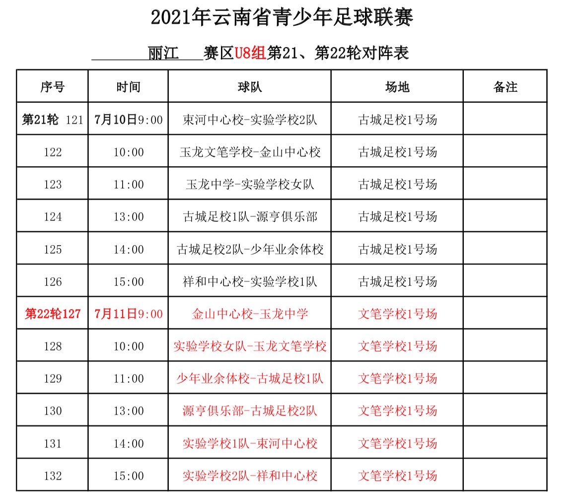 丽江市足球联赛比分,丽江体育场足球赛程表
