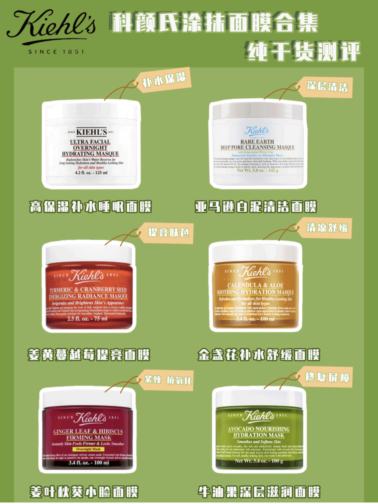 科颜氏kiehls亚马逊白泥清洁面膜,科颜氏面膜大测评