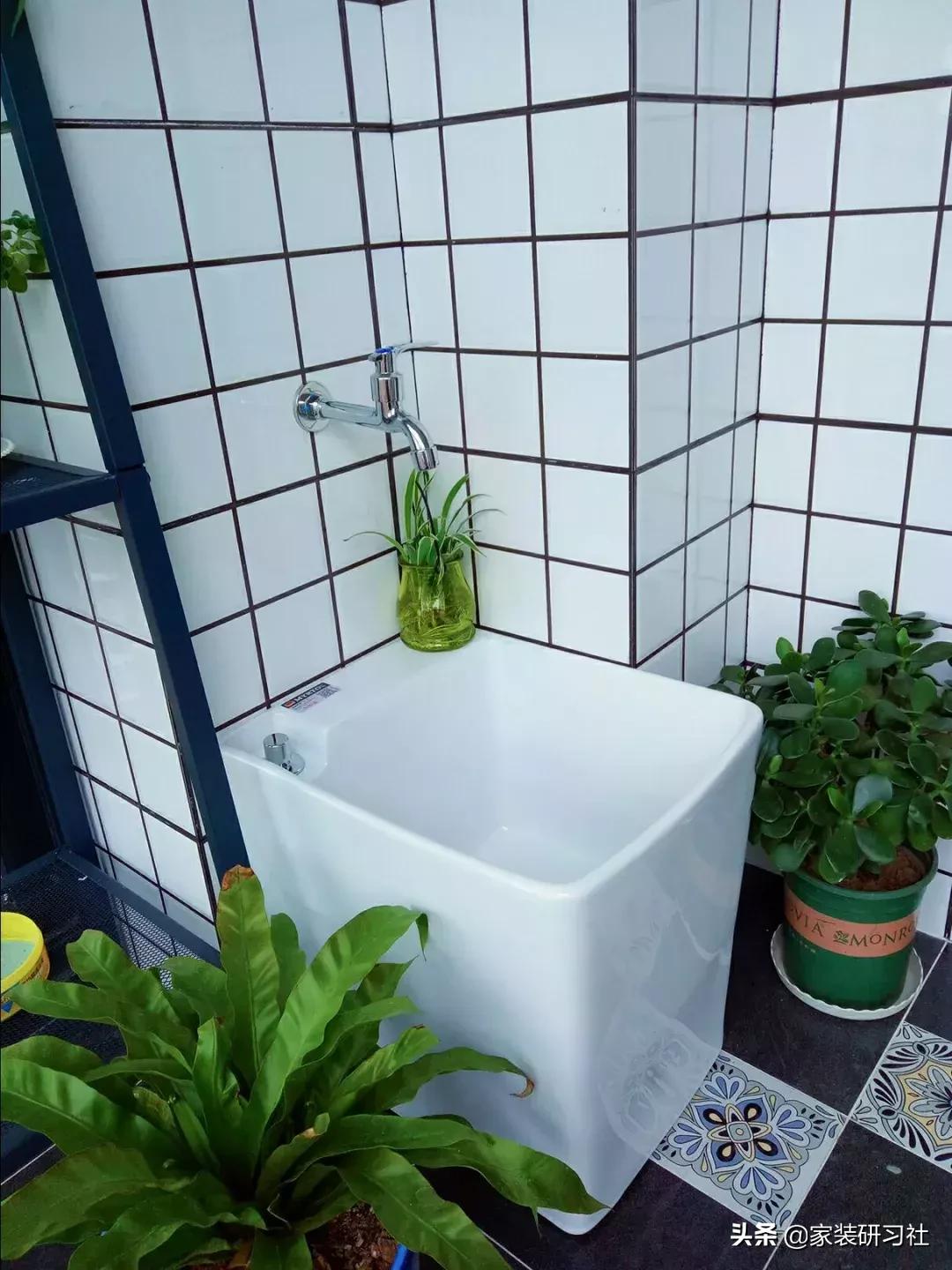 阳台洗衣机柜洗手盆一体带拖把池,阳台拖把池和洗手台二合一洗衣机