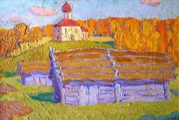 油画色彩风景,简单的风景画作