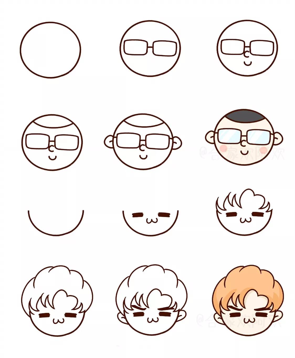 10000种可爱图案简笔画小人,在思考的小人怎么画儿童简笔画