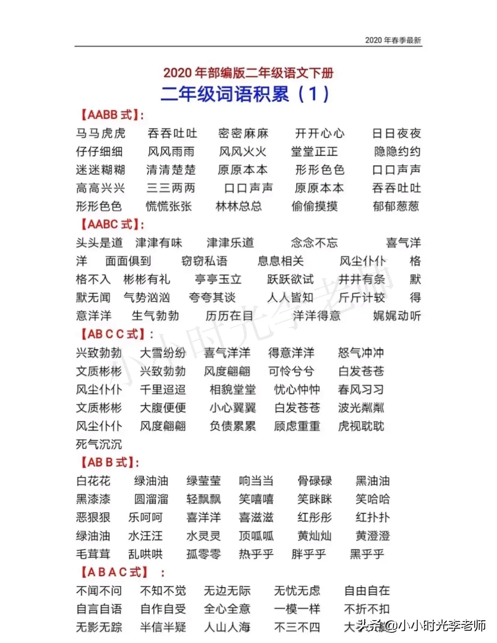 二年级下册语文必背课文知识归纳,二年级语文下册必背重点知识梳理
