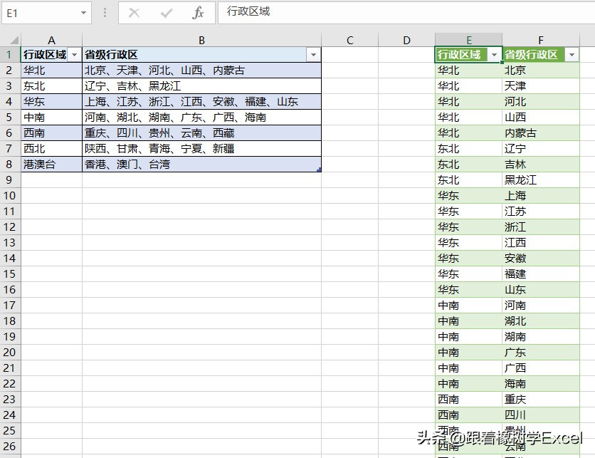 excel如何把合并单元格拆分成多行,wpsexcel表格拆分单元格一分为二