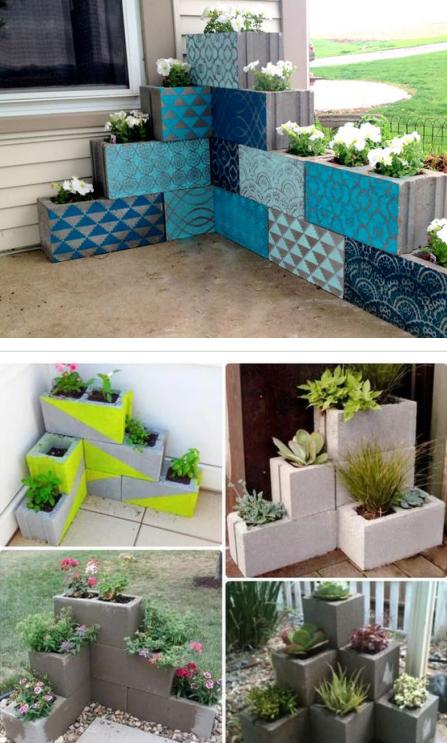 空心砖庭院种花设计,空心砖自制庭院花园