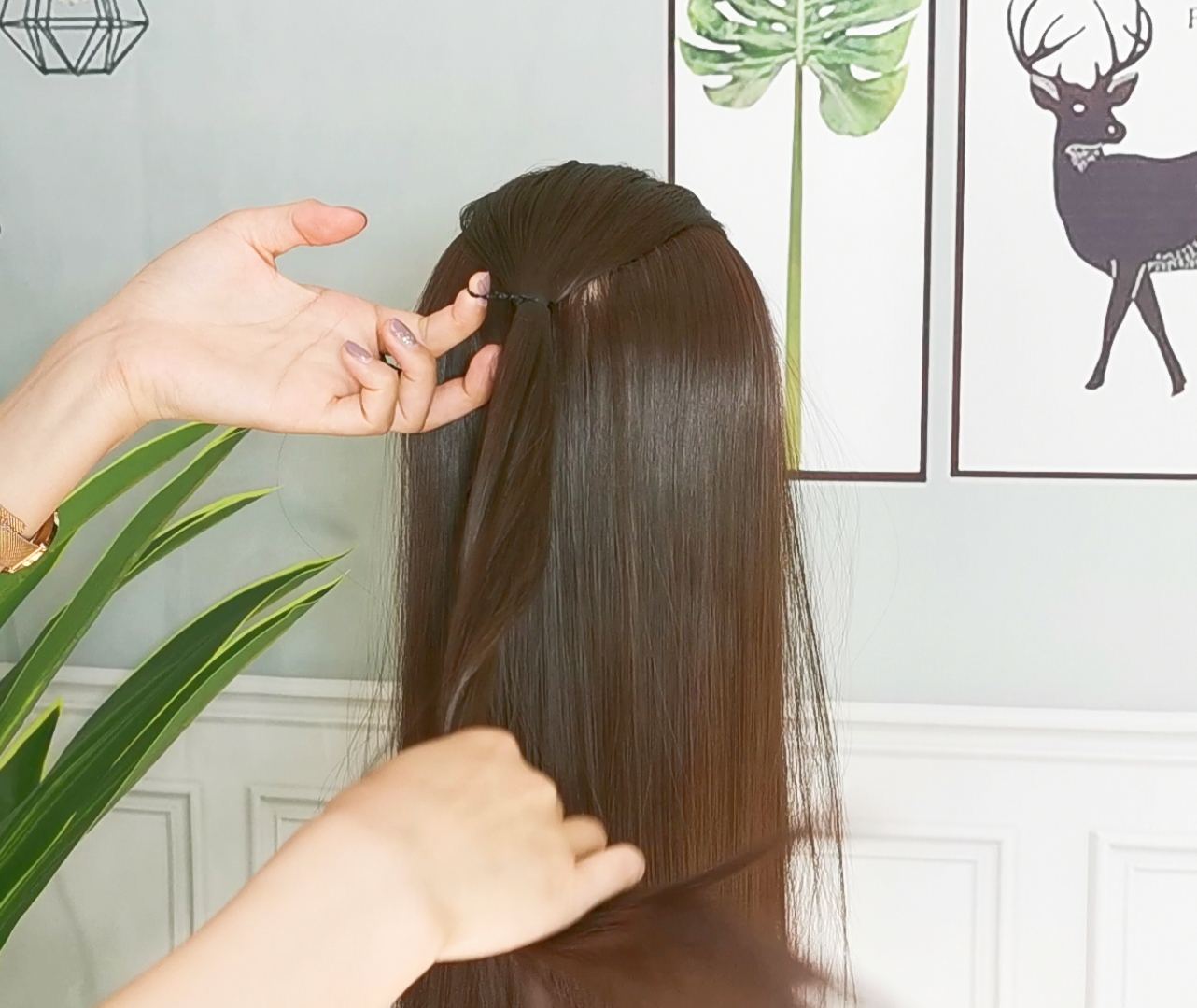 简单编发中短发旗袍,旗袍裙小童编发