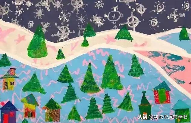 幼儿园冬季手工绘画漂亮,冬天手工画幼儿园简单