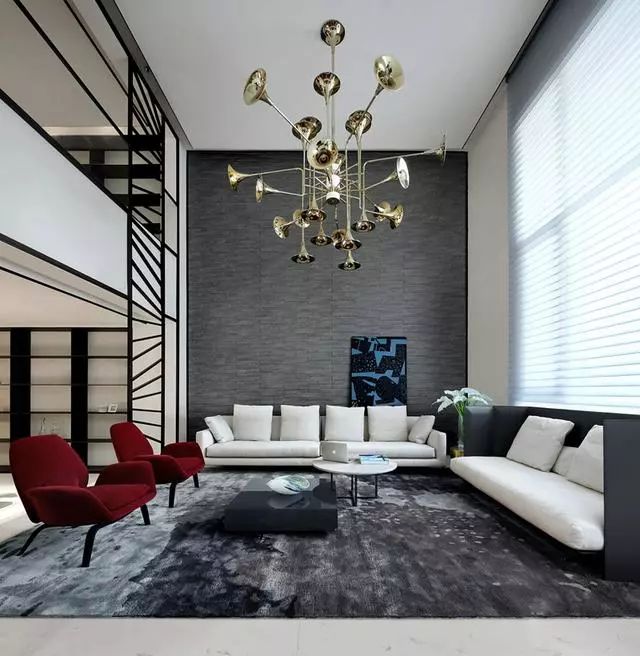 新中式挑空客厅极简风格,意式极简挑空客厅效果图