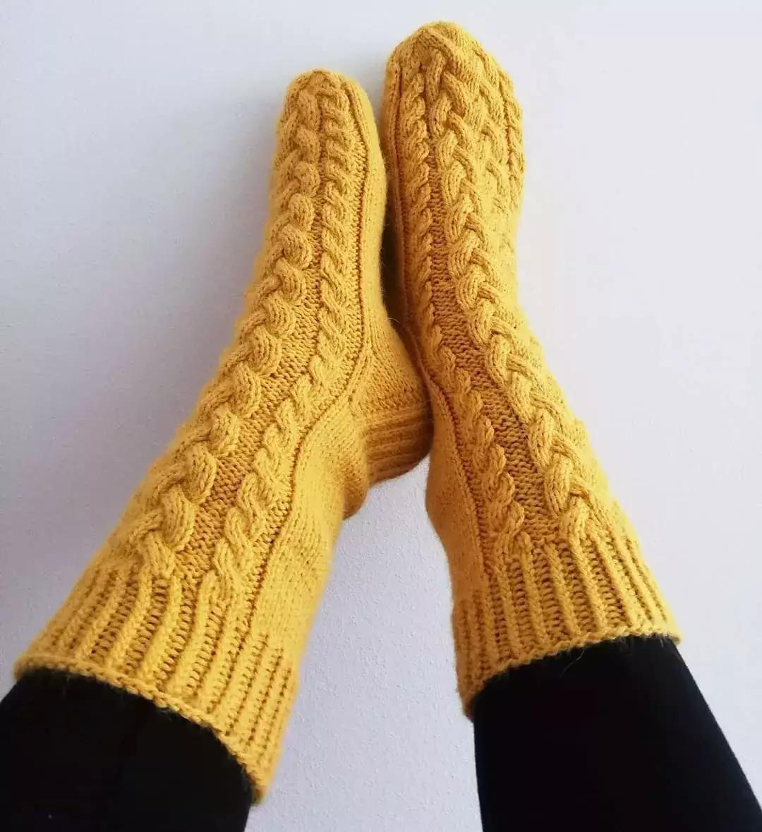 好看毛线袜棒针编织,简单厚实的毛线袜花样