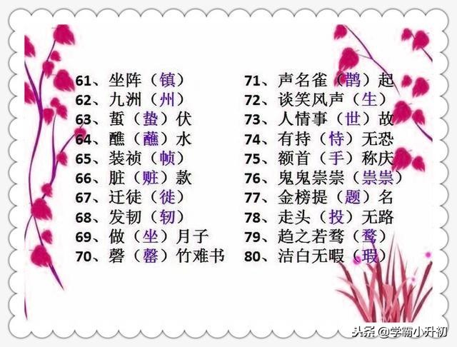 小升初总复习字词专项训练大全,小升初高频易错字归纳大全