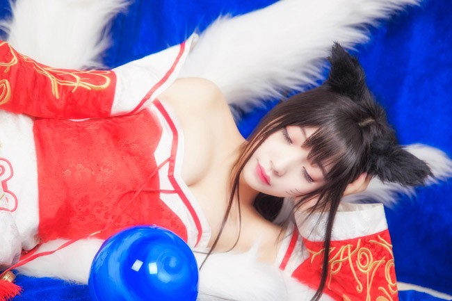 英雄联盟紫色阿狸cos,游戏英雄联盟九尾妖狐阿狸cosplay
