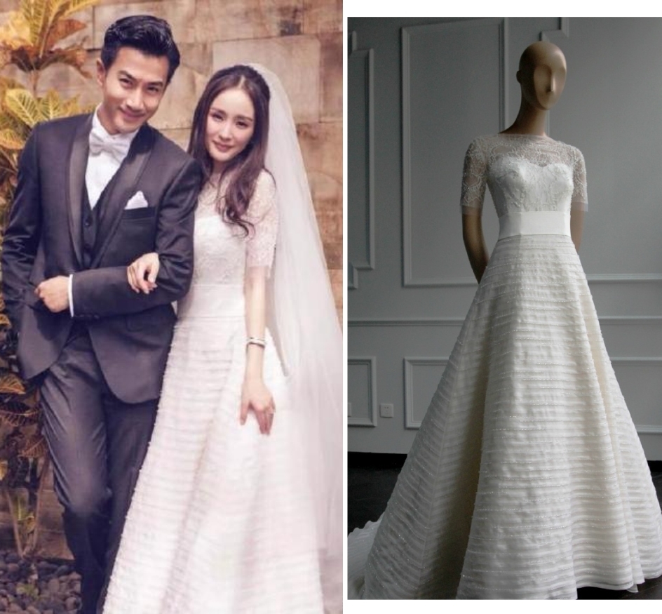 昆凌和唐嫣的婚纱哪个更好看,明星婚纱郭碧婷