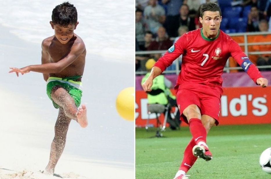 c罗和迷你罗的温情时刻,c罗和他的迷你罗