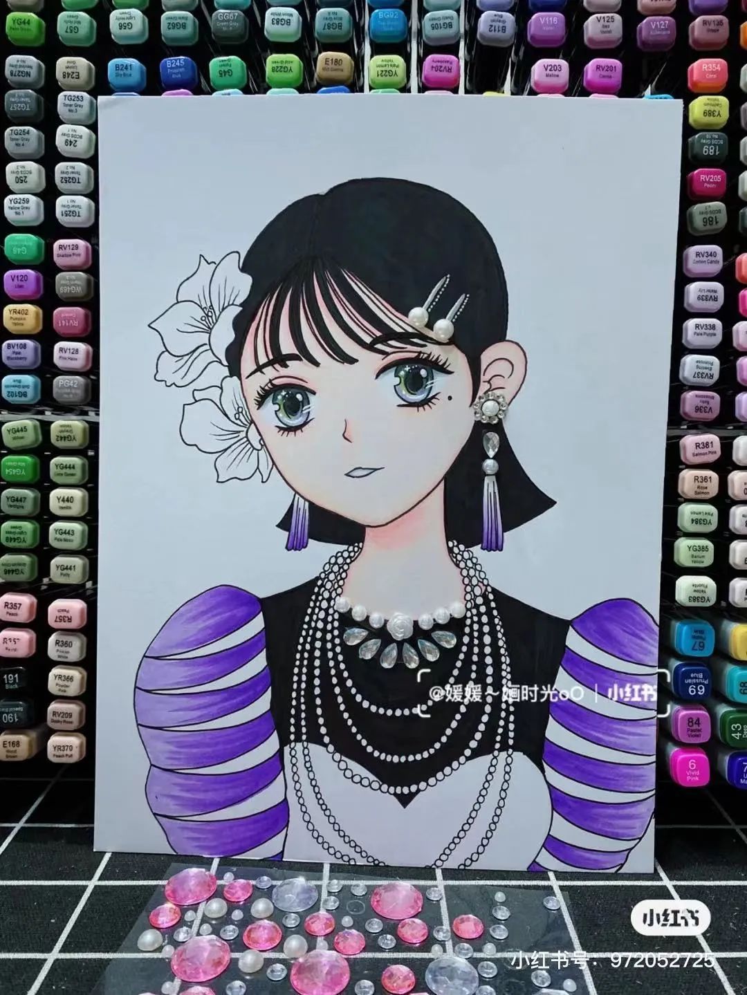 色彩缤纷的马克笔装饰画,60色的马克笔画简单的动漫画