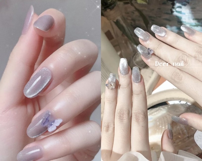 晶石猫眼美甲月牙光,绝美猫眼石美甲